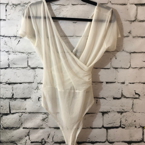 Forever 21 | White Sheer Surplice Bodysuit - Picture 3 of 6